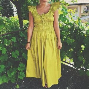 Moon River Smocked Green Dress
